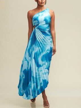 Tye Dye Blue Asymmetric Dress